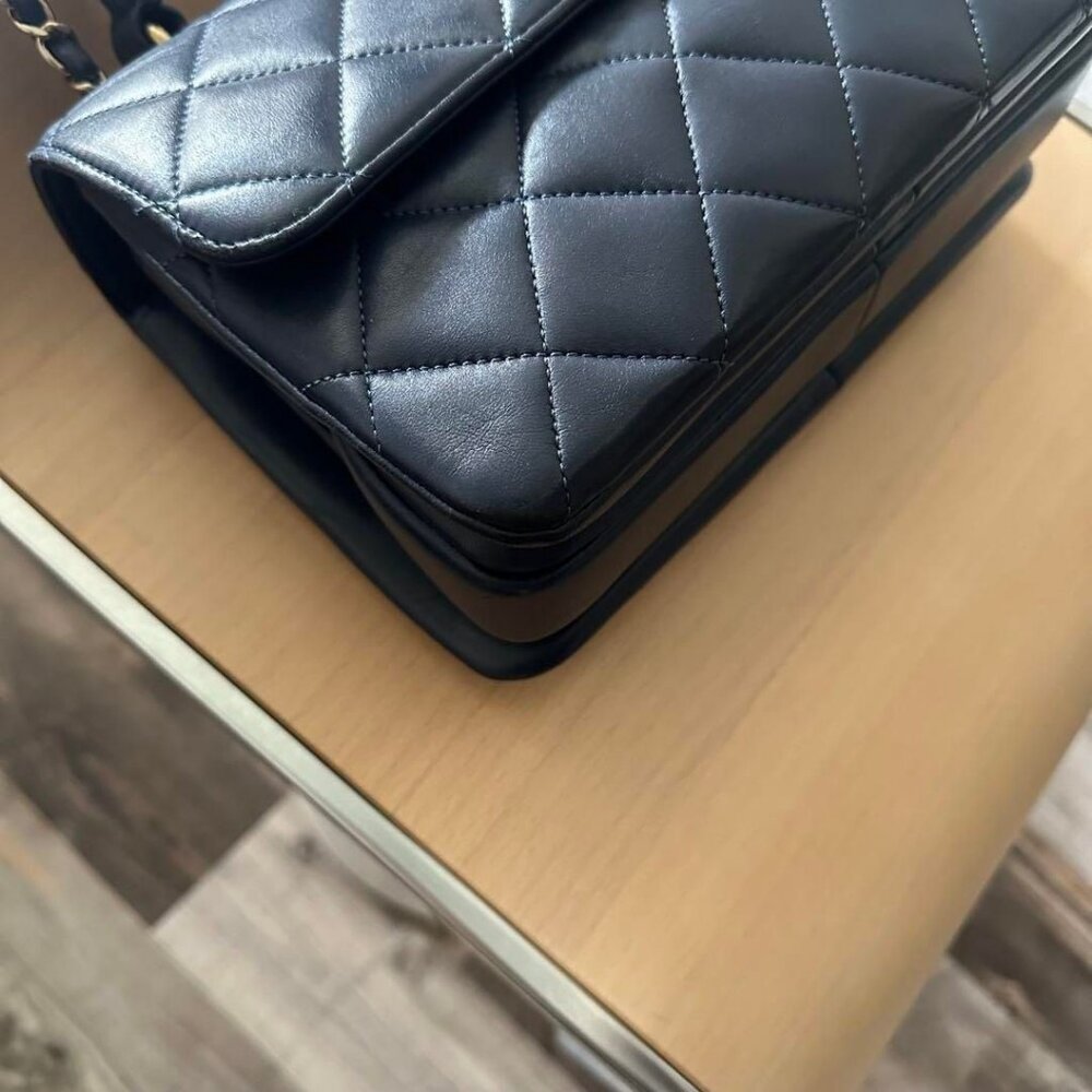Authentic CHANEL Trendy Lambskin Quilted Small CC Dual Handle Flap Bag - Picture 10 of 12